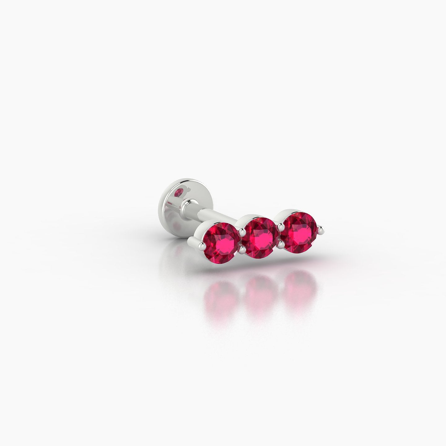 Ma'at | 18k White Gold 6.5 mm 9 mm Trilogy Ruby Piercing