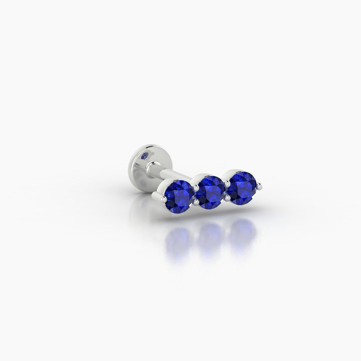 Ma'at | 18k White Gold 6.5 mm 9 mm Trilogy Sapphire Piercing