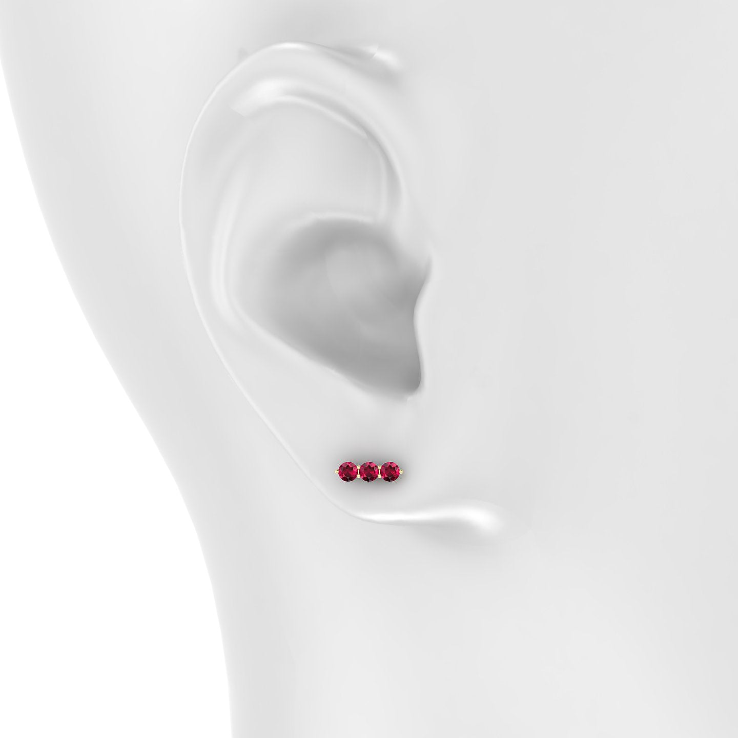 Ma'at | 18k Yellow Gold 6.5 mm 8.5 mm Trilogy Ruby Piercing