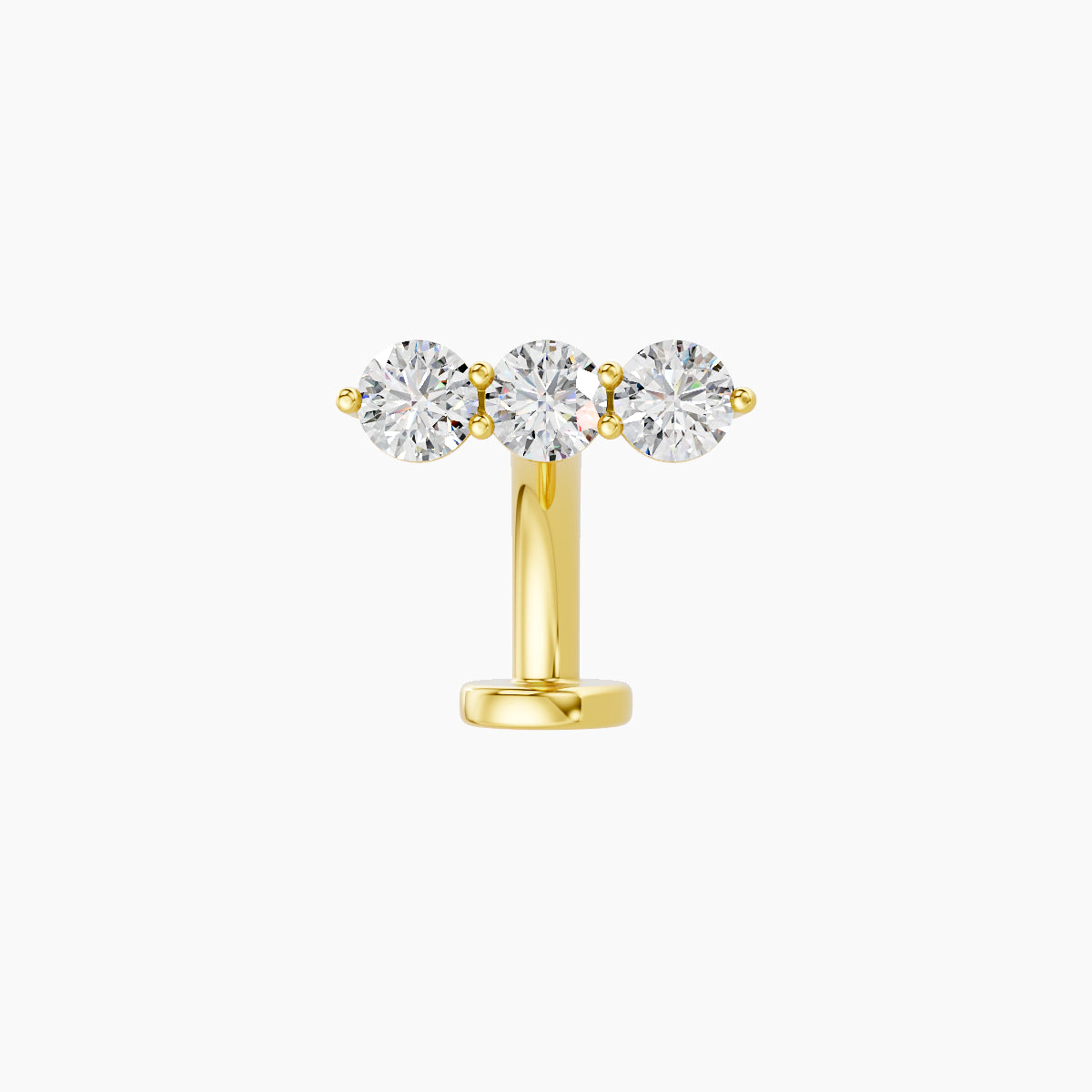 Ma'at | 18k Yellow Gold 8.5 mm 8 mm Trilogy Diamond Floating Navel Piercing
