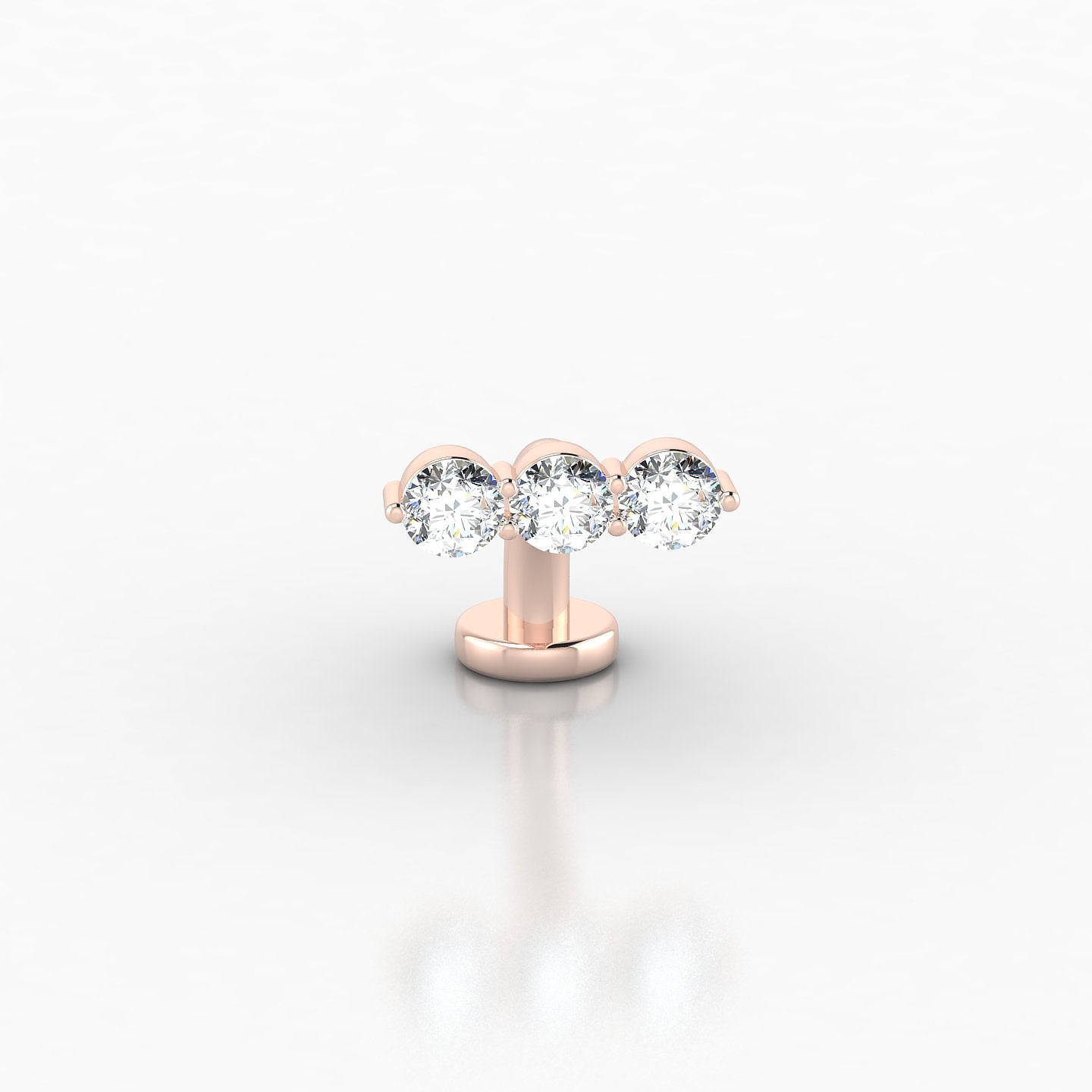 Ma'at | 18k Rose Gold 8 mm 9 mm Trilogy Diamond Floating Navel Piercing