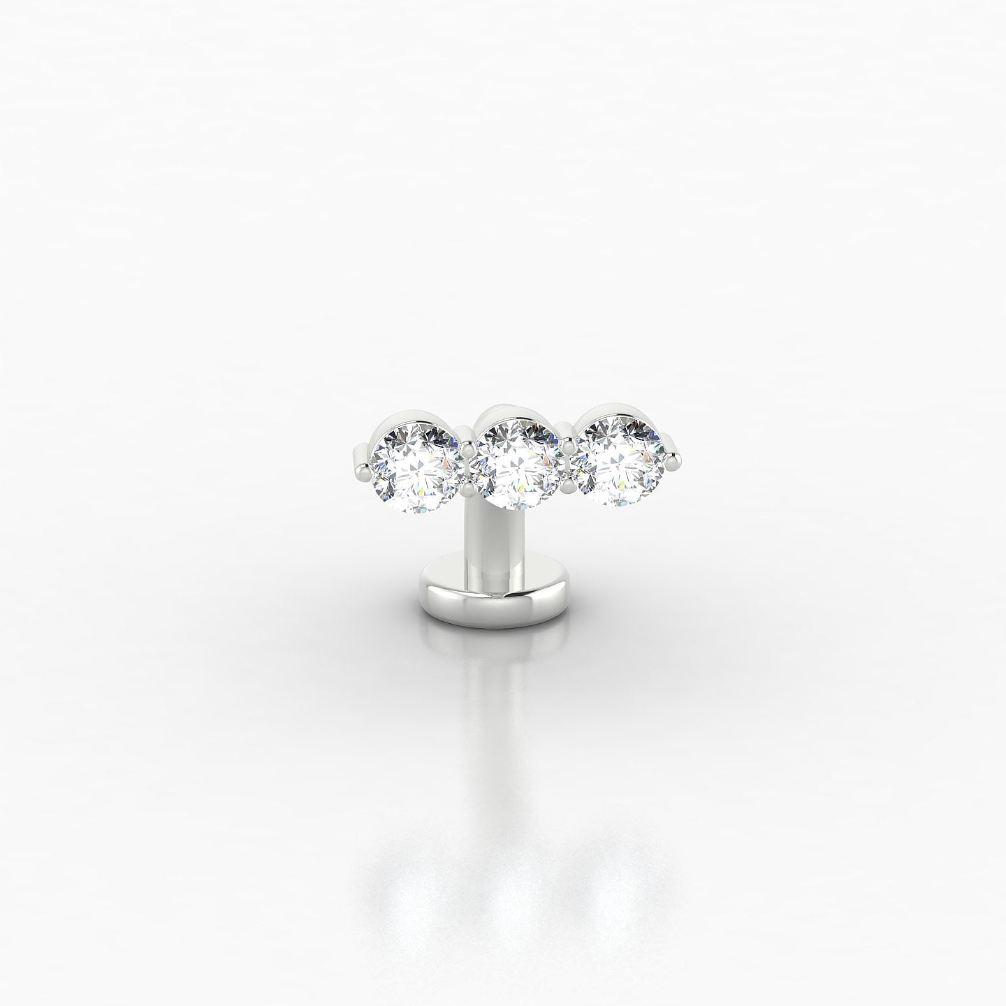 Ma'at | 18k White Gold 8 mm 9 mm Trilogy Diamond Floating Navel Piercing