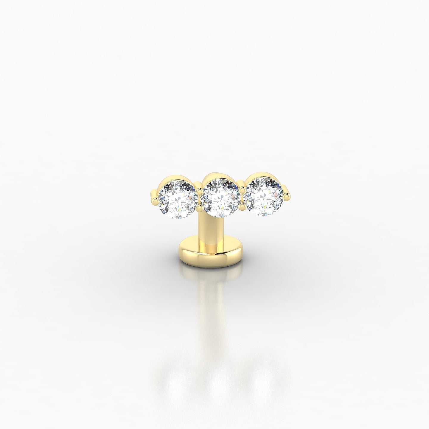 Ma'at | 18k Yellow Gold 8 mm 9 mm Trilogy Diamond Floating Navel Piercing