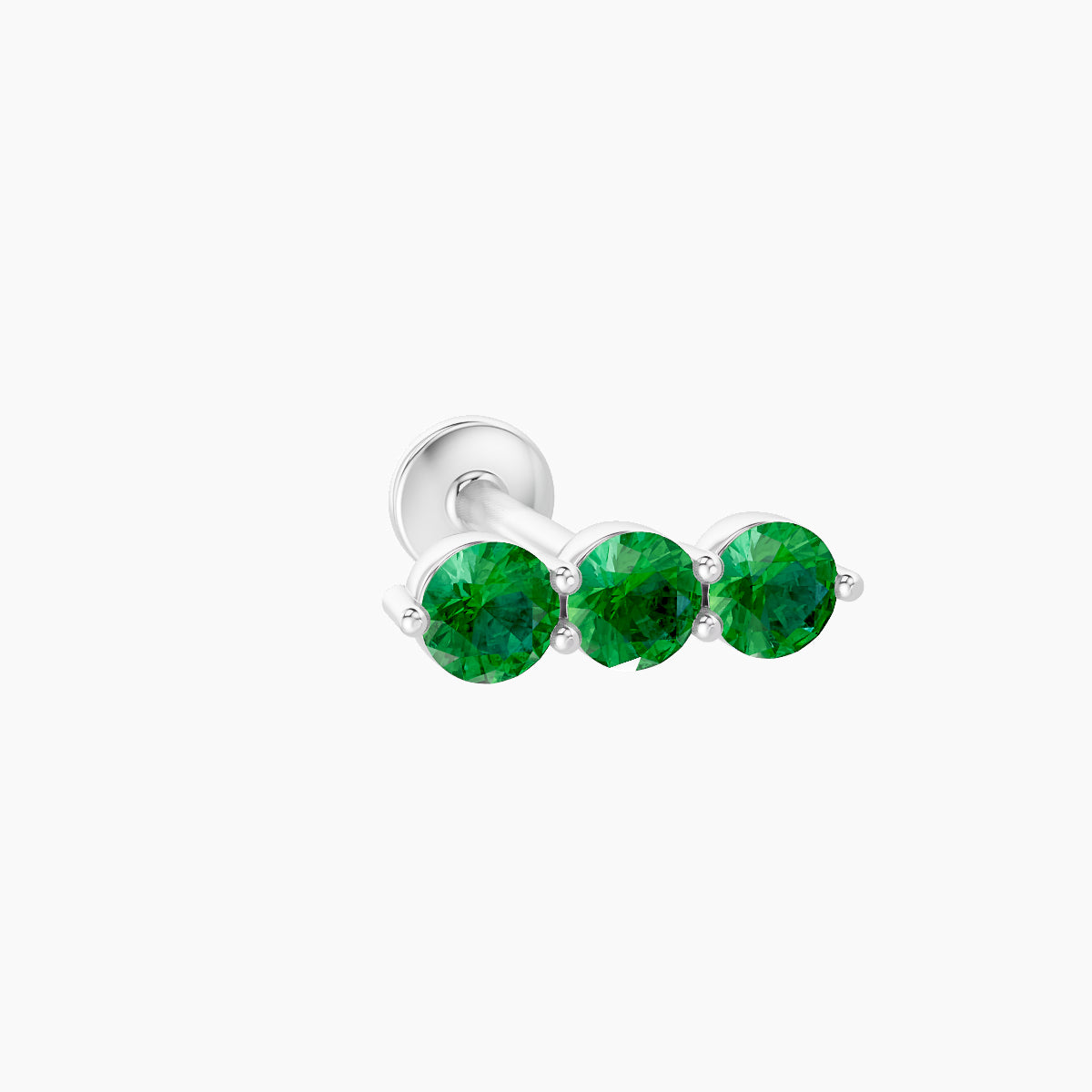 Ma'at | 18k White Gold 8 mm 8.5 mm Trilogy Emerald Piercing