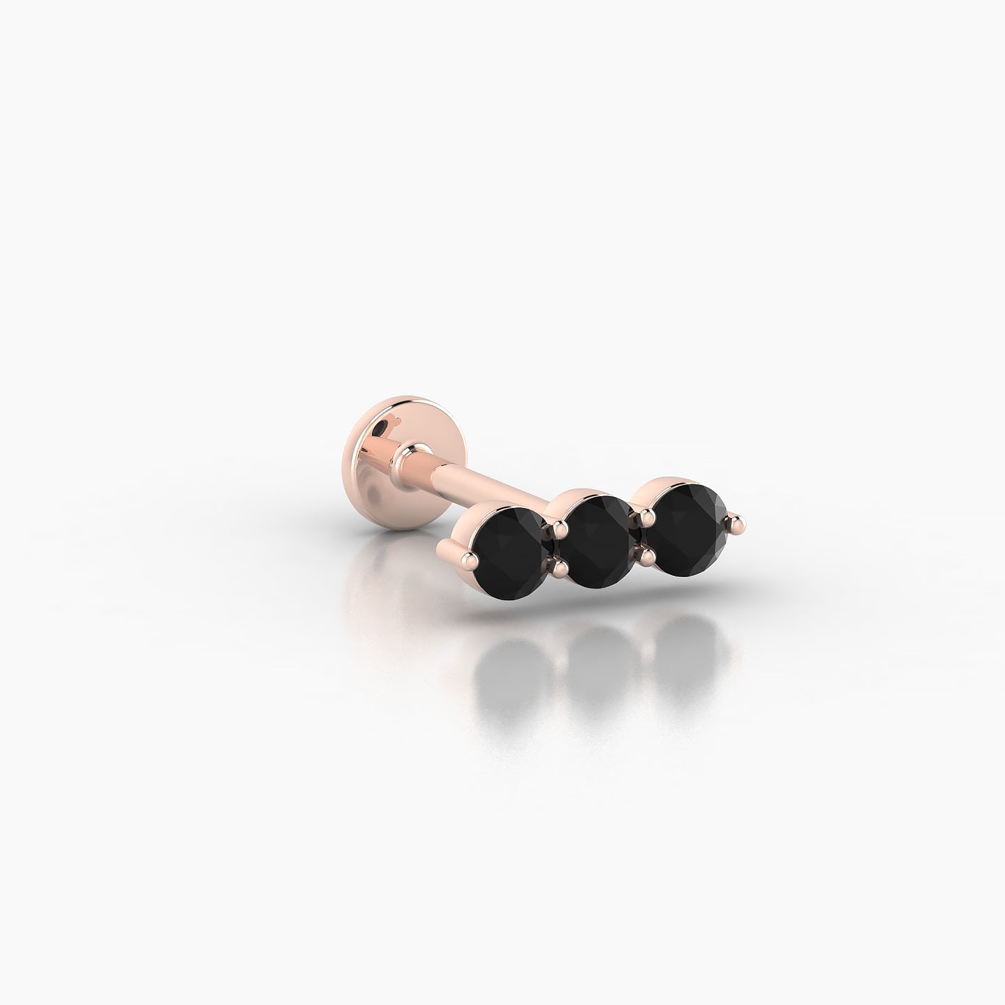 Ma'at | 18k Rose Gold 8 mm 9 mm Trilogy Black Diamond Piercing