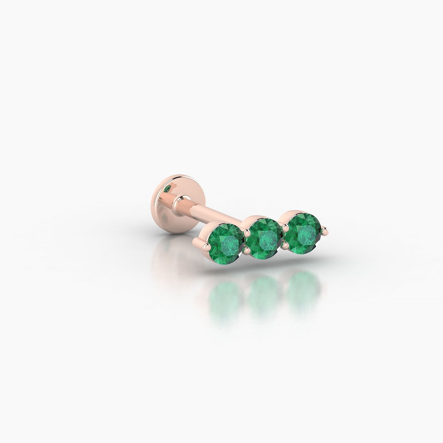 Ma'at | 18k Rose Gold 8 mm 9 mm Trilogy Emerald Piercing