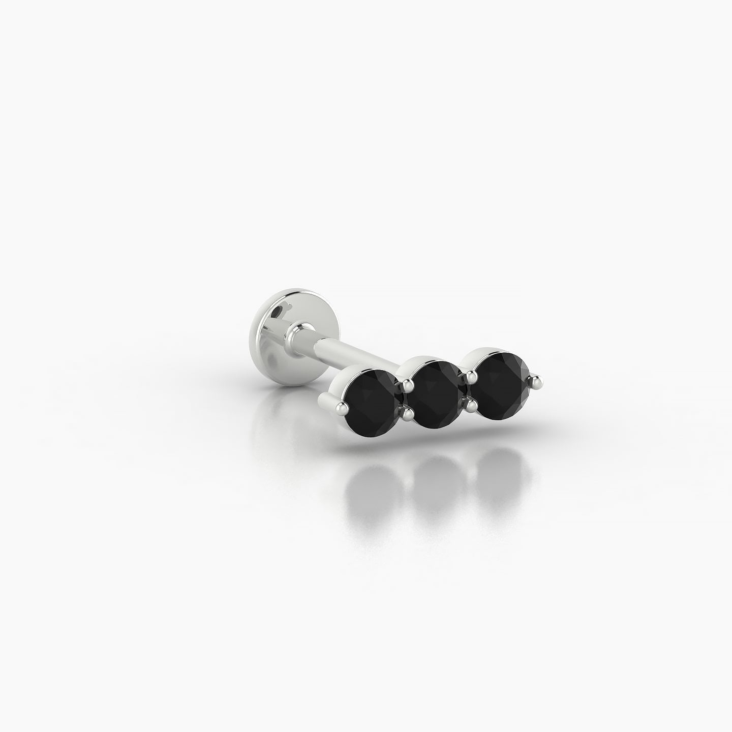 Ma'at | 18k White Gold 8 mm 9 mm Trilogy Black Diamond Piercing