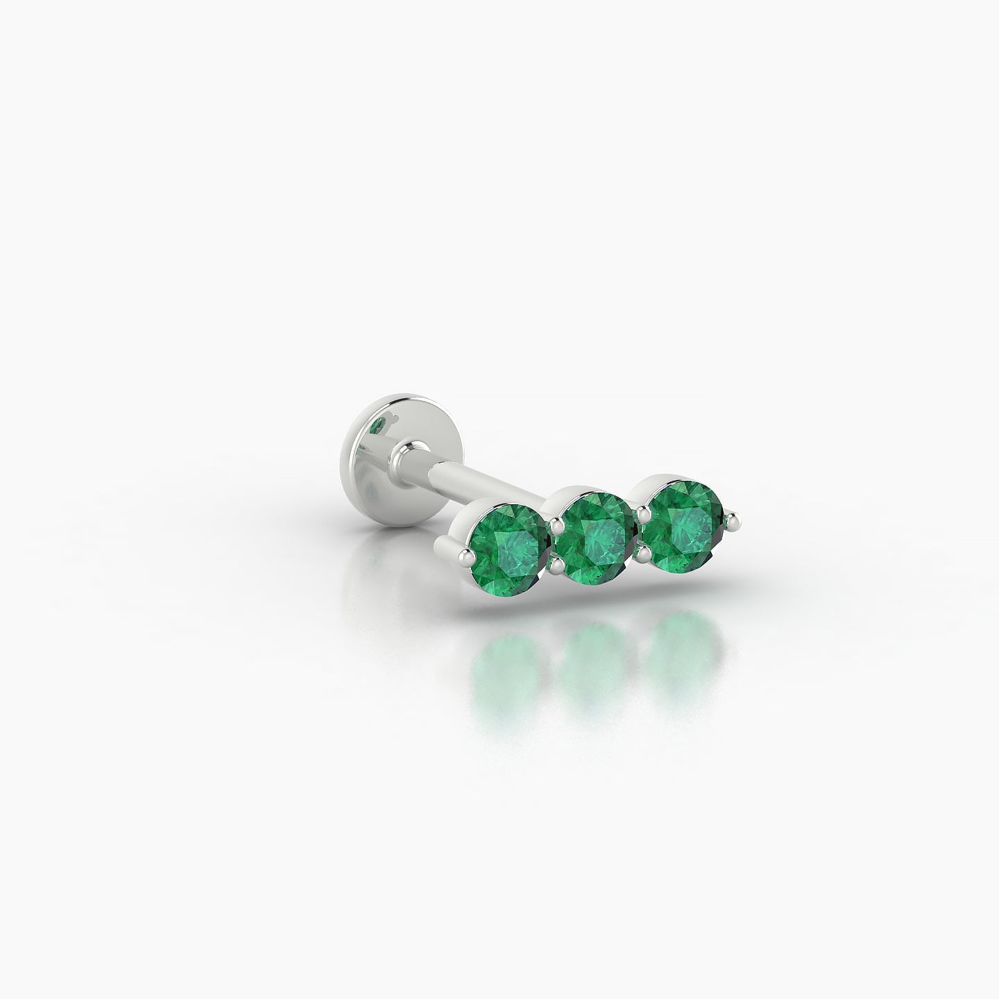 Ma'at | 18k White Gold 8 mm 9 mm Trilogy Emerald Piercing