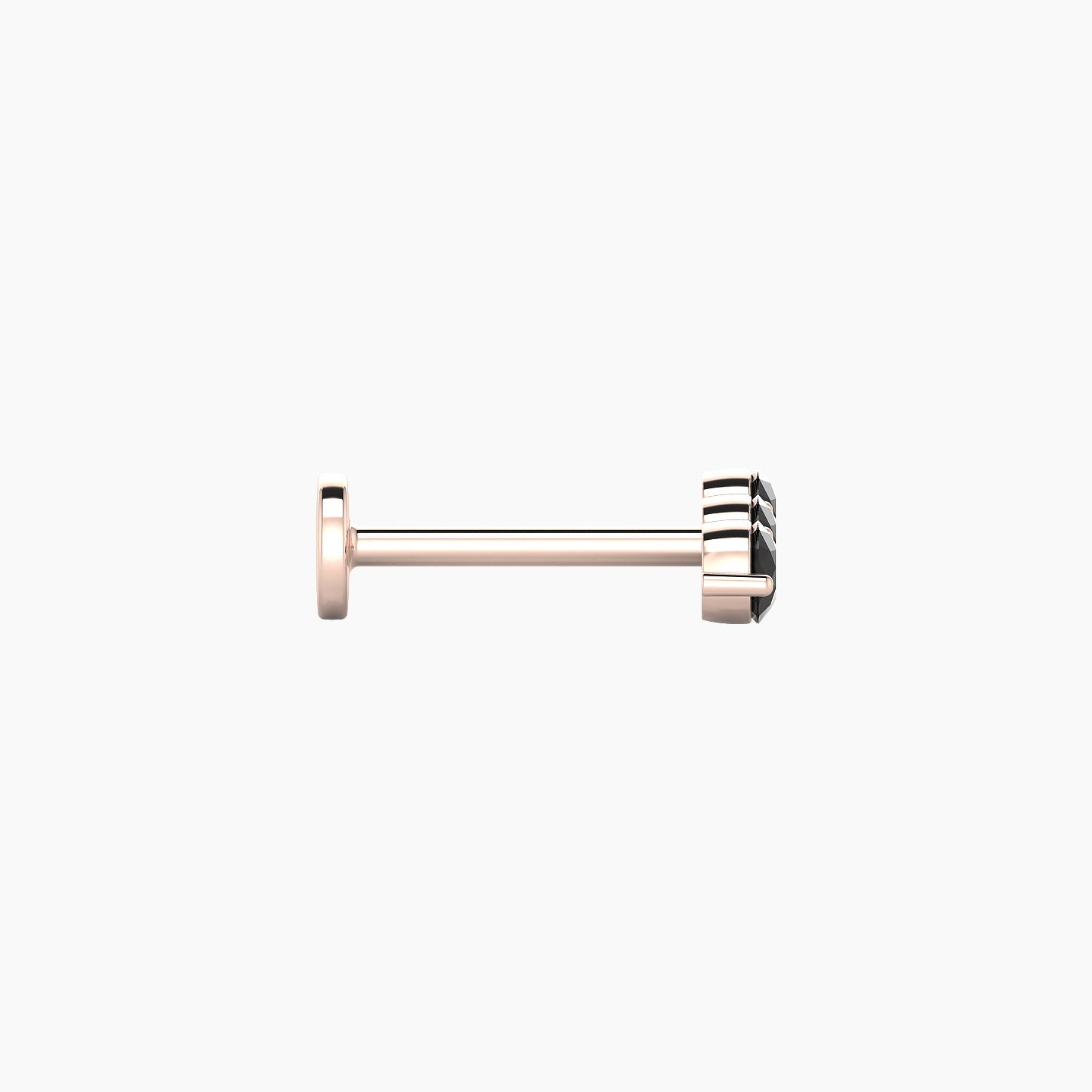 Ma'at | 18k Rose Gold 8 mm 9 mm Trilogy Black Diamond Piercing