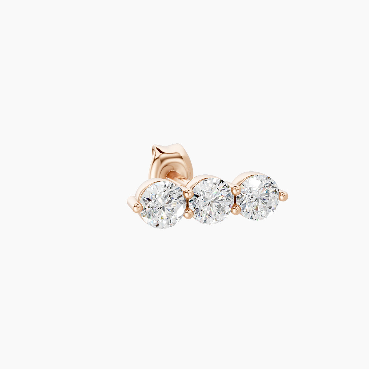 Ma'at | 18k Rose Gold 8.5 mm Trilogy Diamond Earring