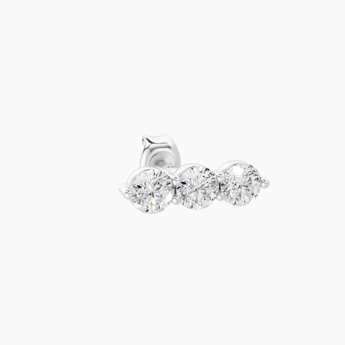 Ma'at | 18k White Gold 8.5 mm Trilogy Diamond Earring