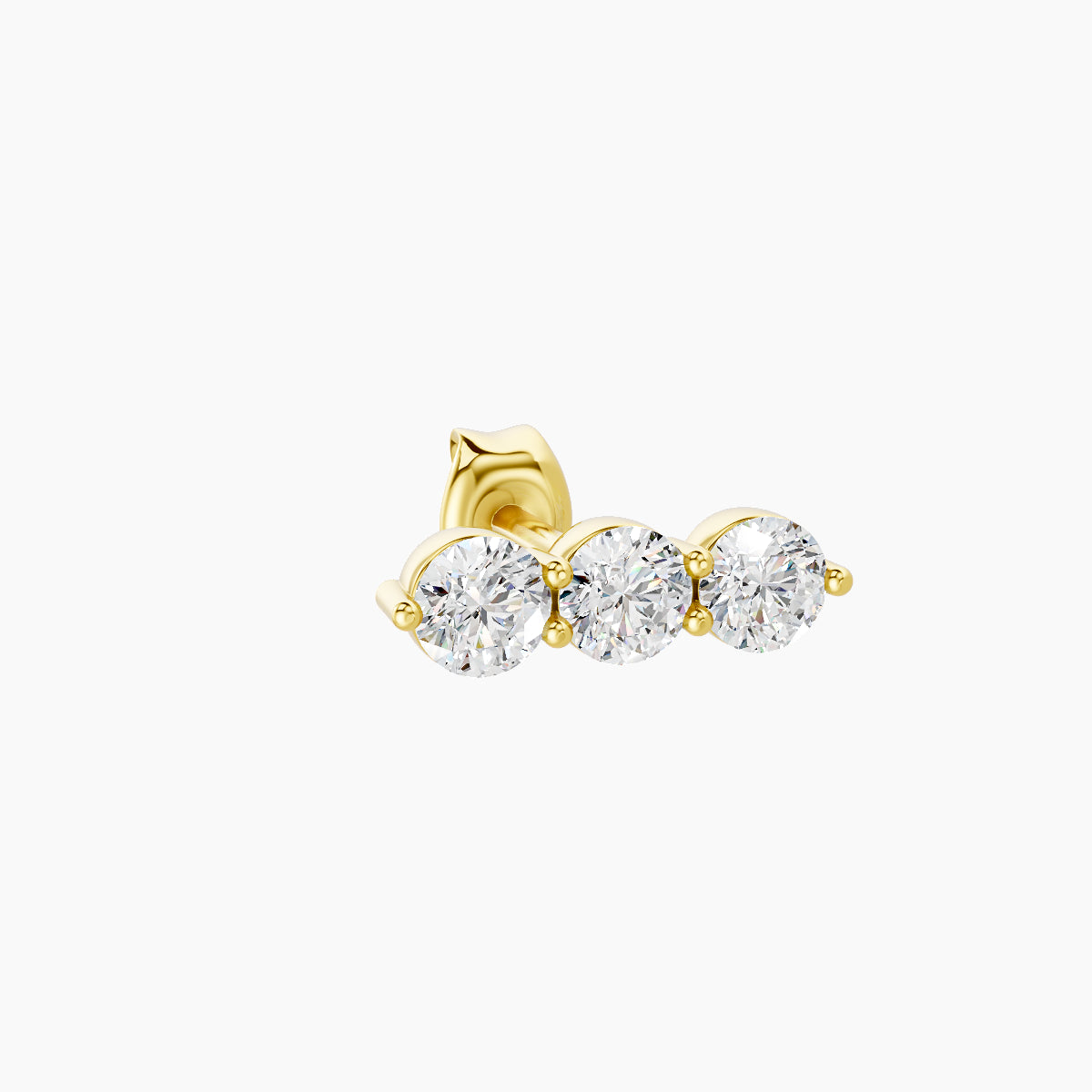 Ma'at | 18k Yellow Gold 8.5 mm Trilogy Diamond Earring