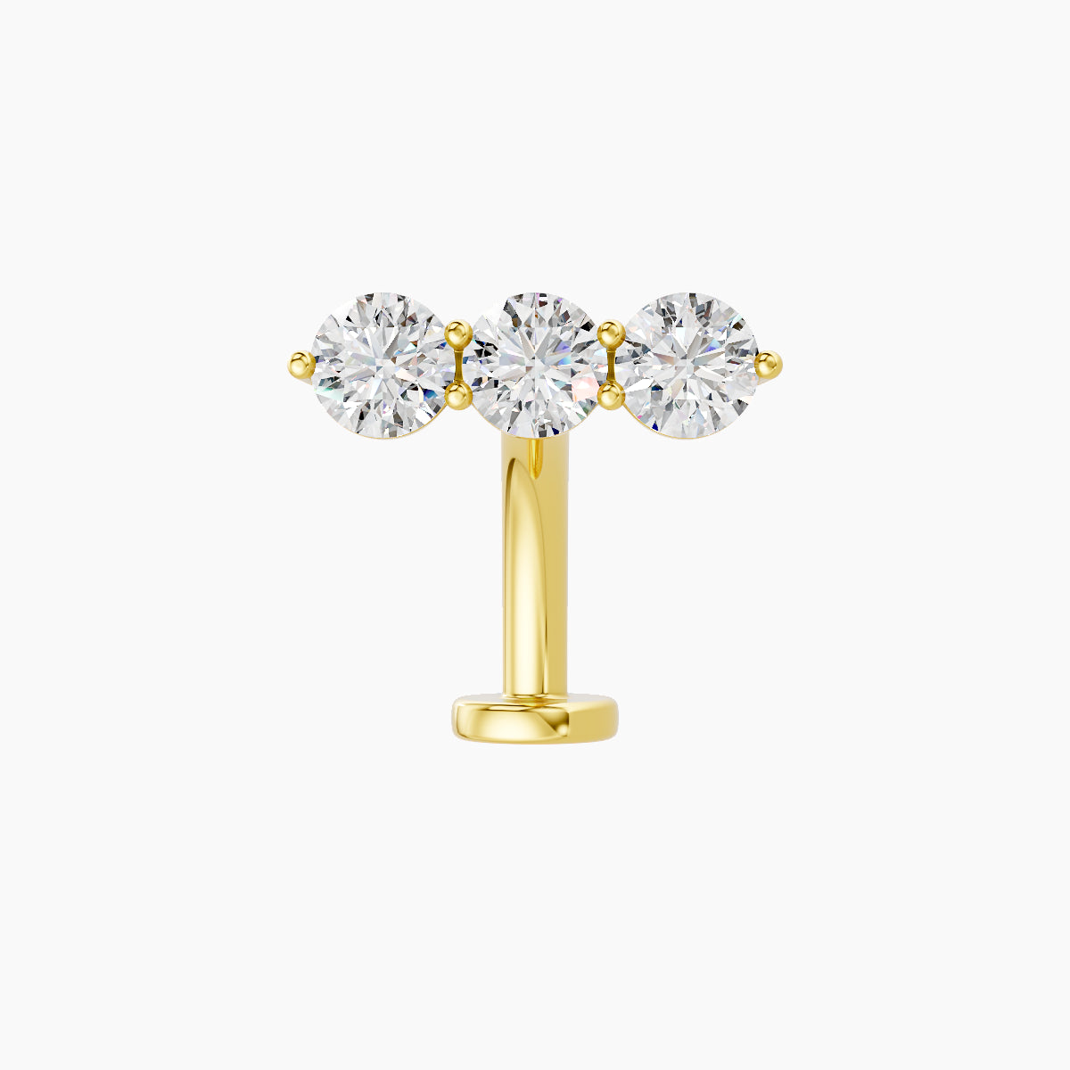 Ma'at | 18k Yellow Gold 10 mm 10 mm Trilogy Diamond Floating Navel Piercing