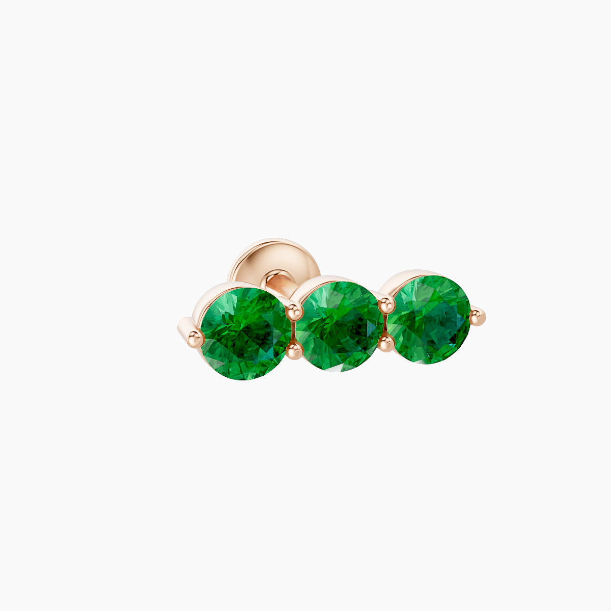 Ma'at | 18k Rose Gold 5 mm 10 mm Trilogy Emerald Piercing