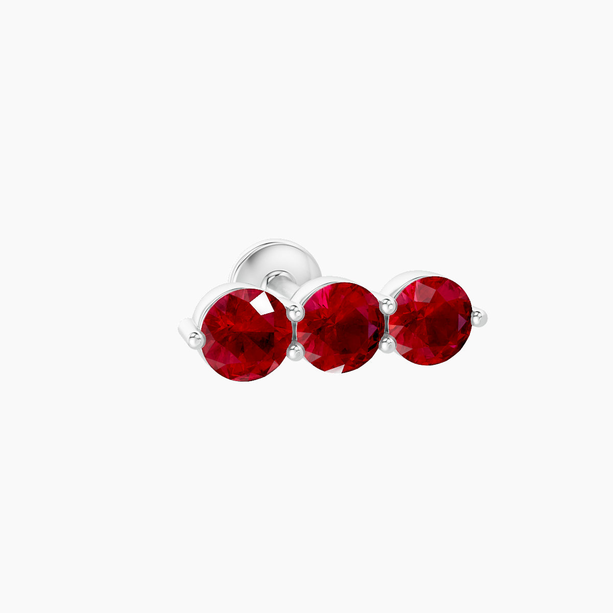 Ma'at | 18k White Gold 5 mm 10 mm Trilogy Ruby Piercing
