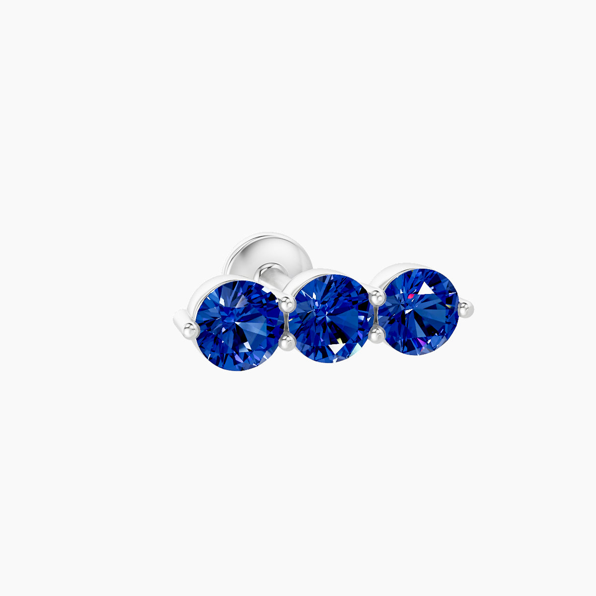 Ma'at | 18k White Gold 5 mm 10 mm Trilogy Sapphire Piercing