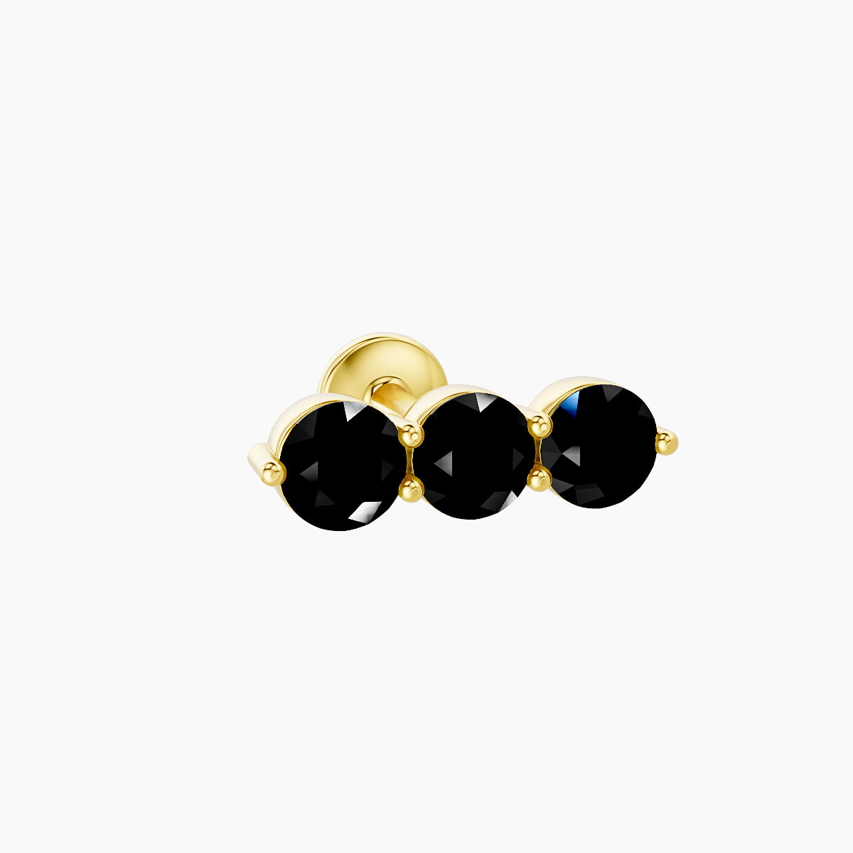 Ma'at | 18k Yellow Gold 5 mm 10 mm Trilogy Black Diamond Piercing
