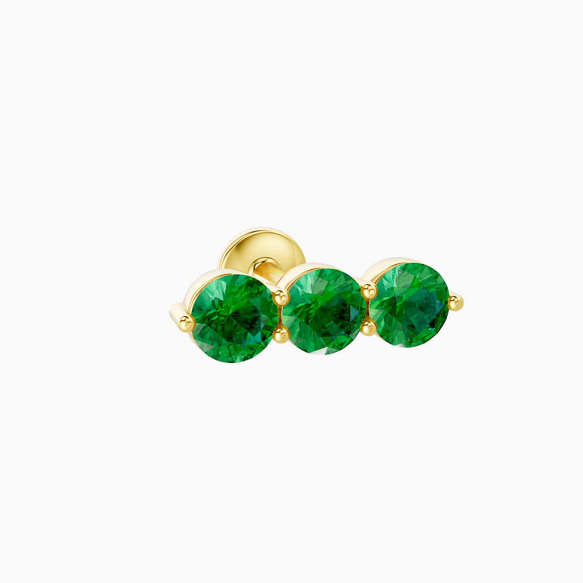Ma'at | 18k Yellow Gold 5 mm 10 mm Trilogy Emerald Piercing