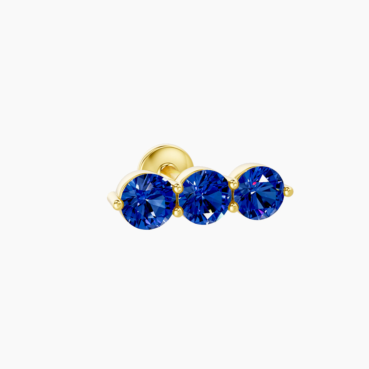 Ma'at | 18k Yellow Gold 5 mm 10 mm Trilogy Sapphire Piercing
