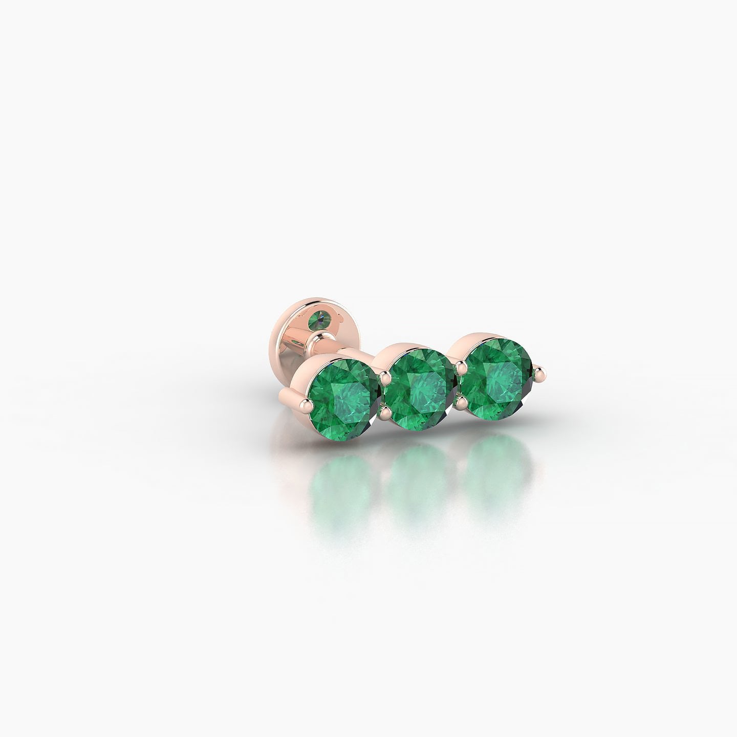 Ma'at | 18k Rose Gold 5 mm 10 mm Trilogy Emerald Piercing