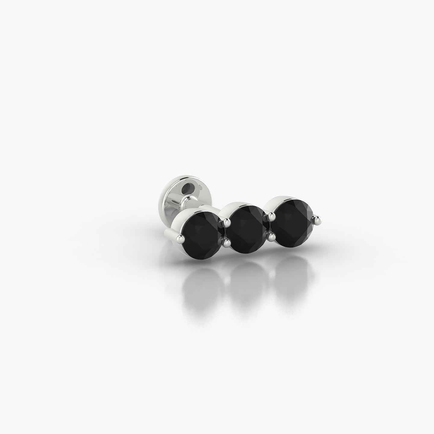 Ma'at | 18k White Gold 5 mm 10 mm Trilogy Black Diamond Piercing