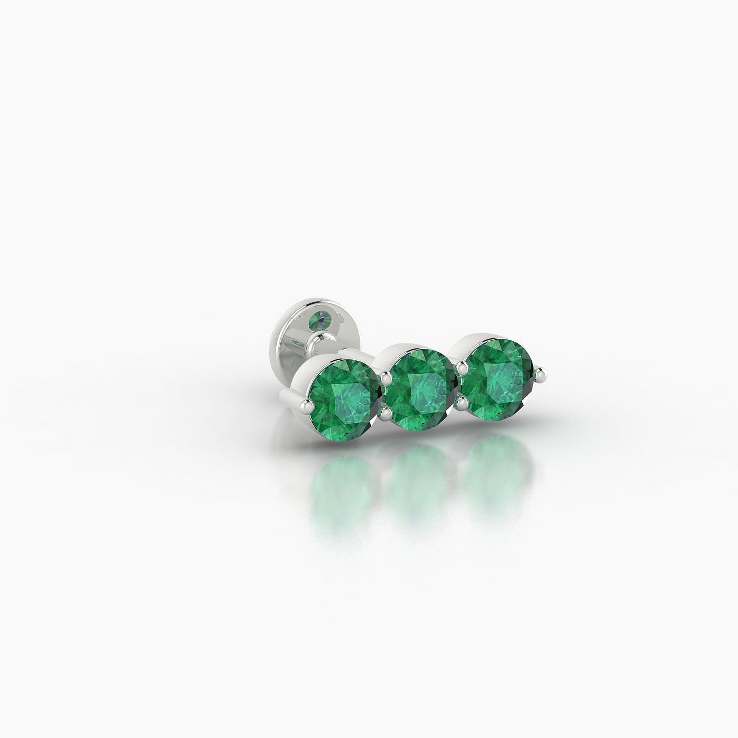 Ma'at | 18k White Gold 5 mm 10 mm Trilogy Emerald Piercing