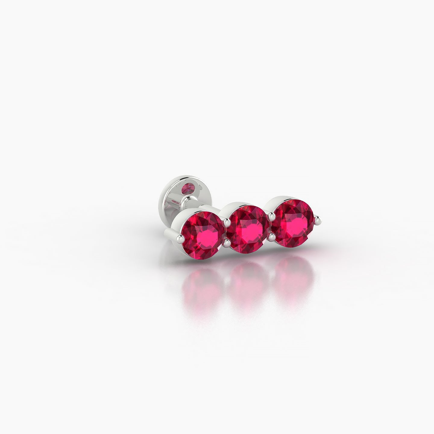 Ma'at | 18k White Gold 5 mm 10 mm Trilogy Ruby Piercing