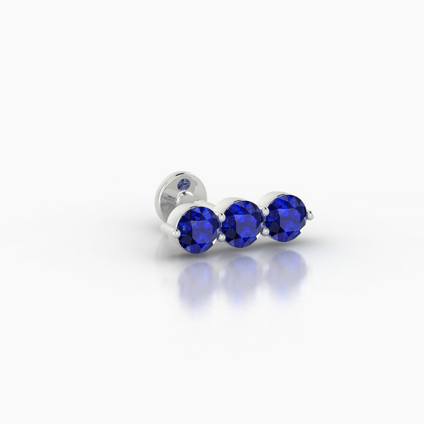 Ma'at | 18k White Gold 5 mm 10 mm Trilogy Sapphire Piercing