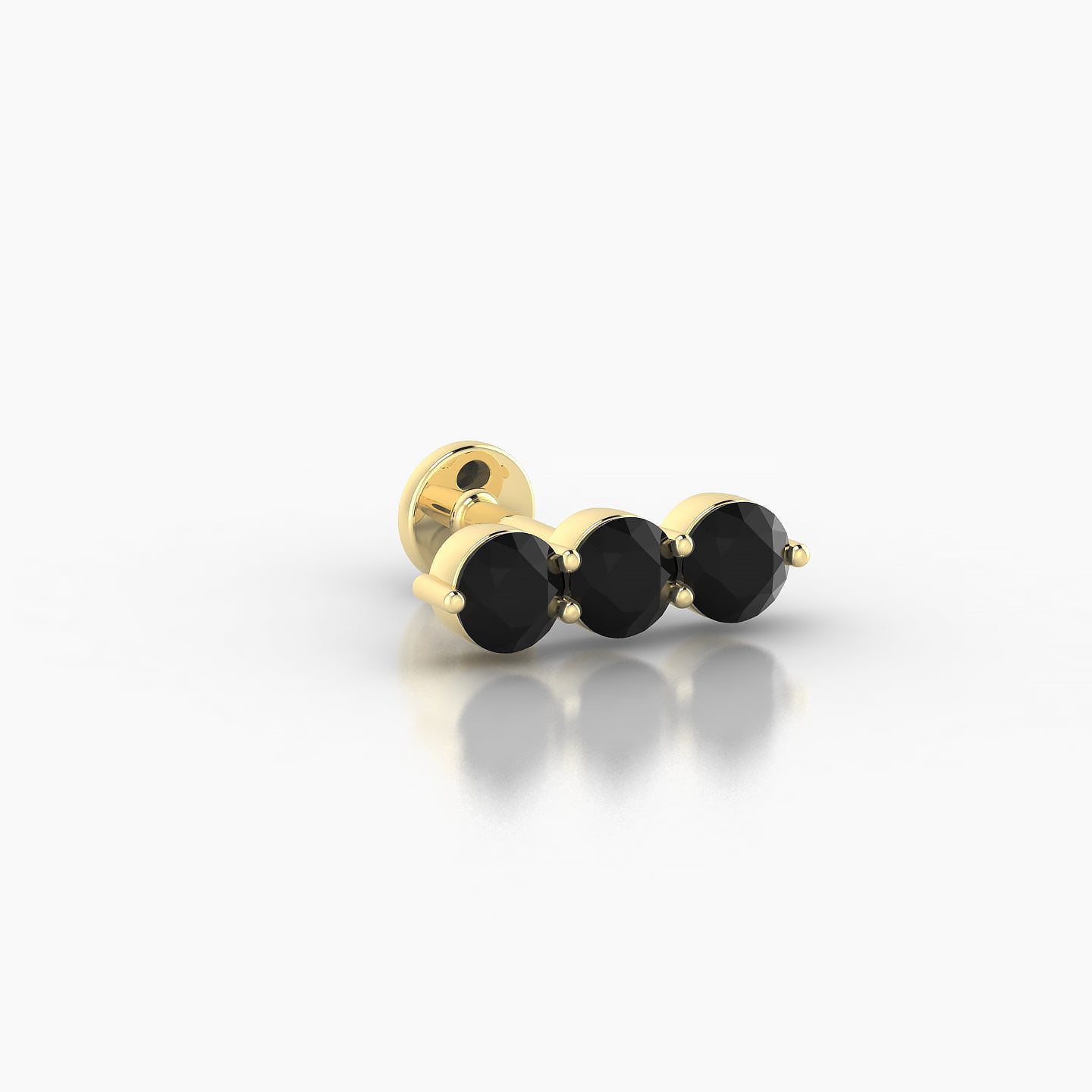 Ma'at | 18k Yellow Gold 5 mm 10 mm Trilogy Black Diamond Piercing