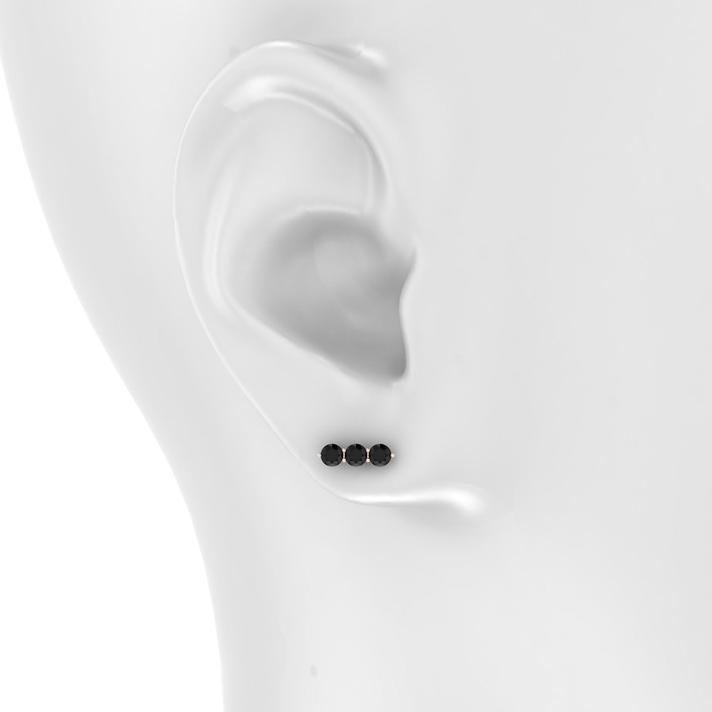 Ma'at | 18k Rose Gold 5 mm 10 mm Trilogy Black Diamond Piercing