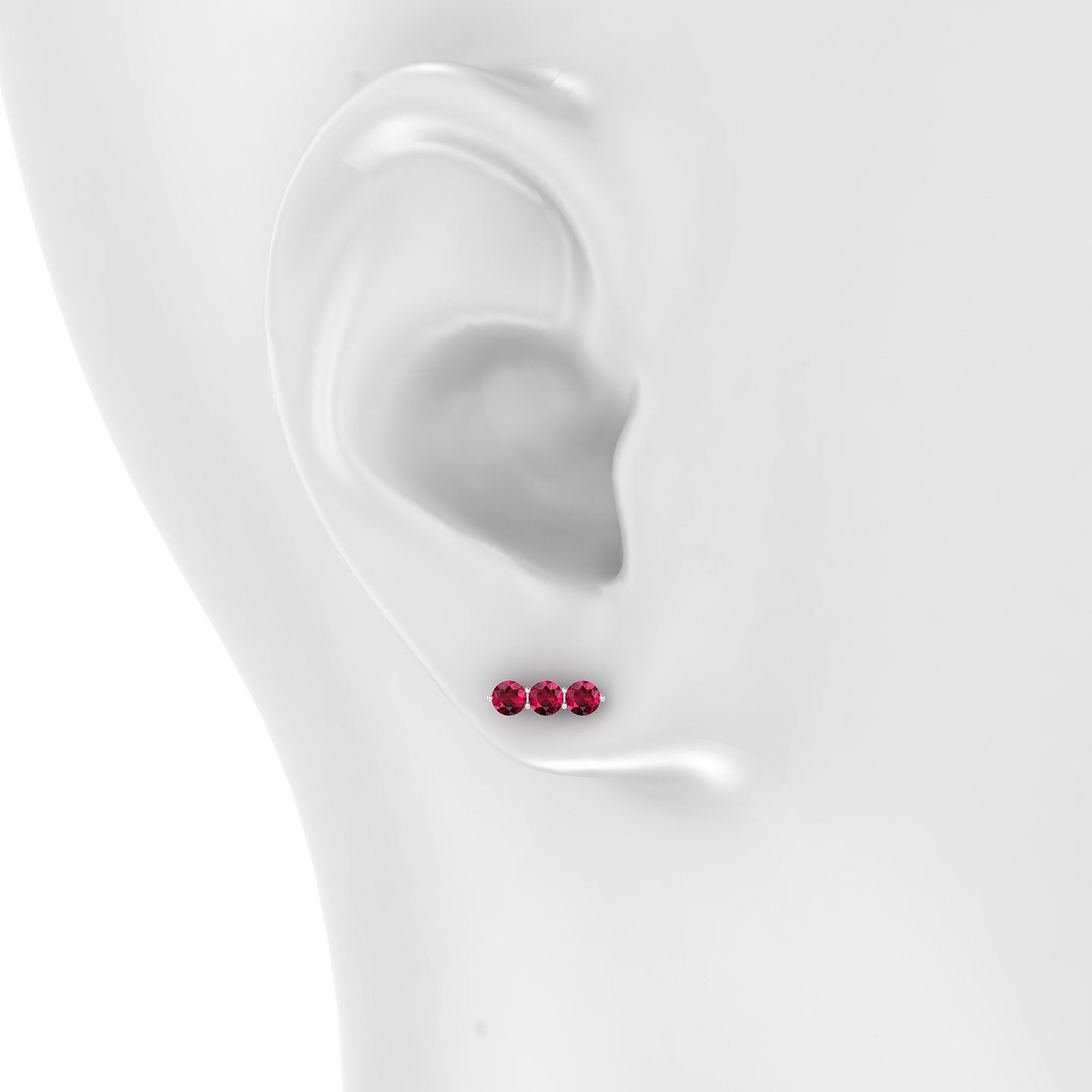 Ma'at | 18k White Gold 5 mm 10 mm Trilogy Ruby Piercing