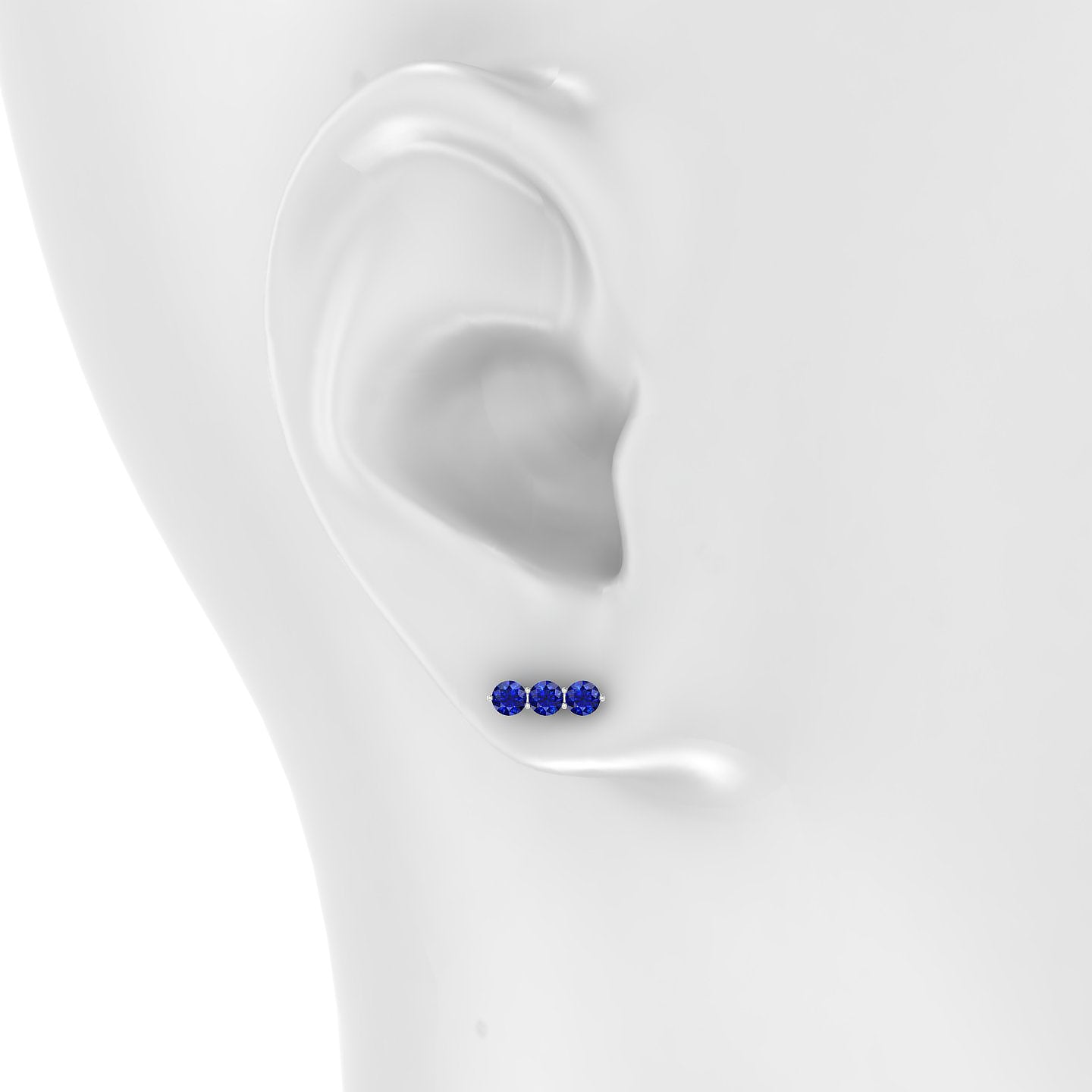 Ma'at | 18k White Gold 5 mm 10 mm Trilogy Sapphire Piercing