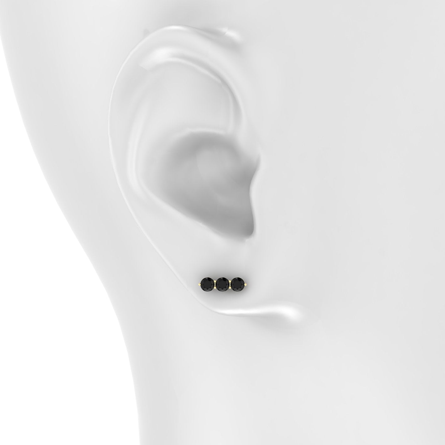 Ma'at | 18k Yellow Gold 5 mm 10 mm Trilogy Black Diamond Piercing