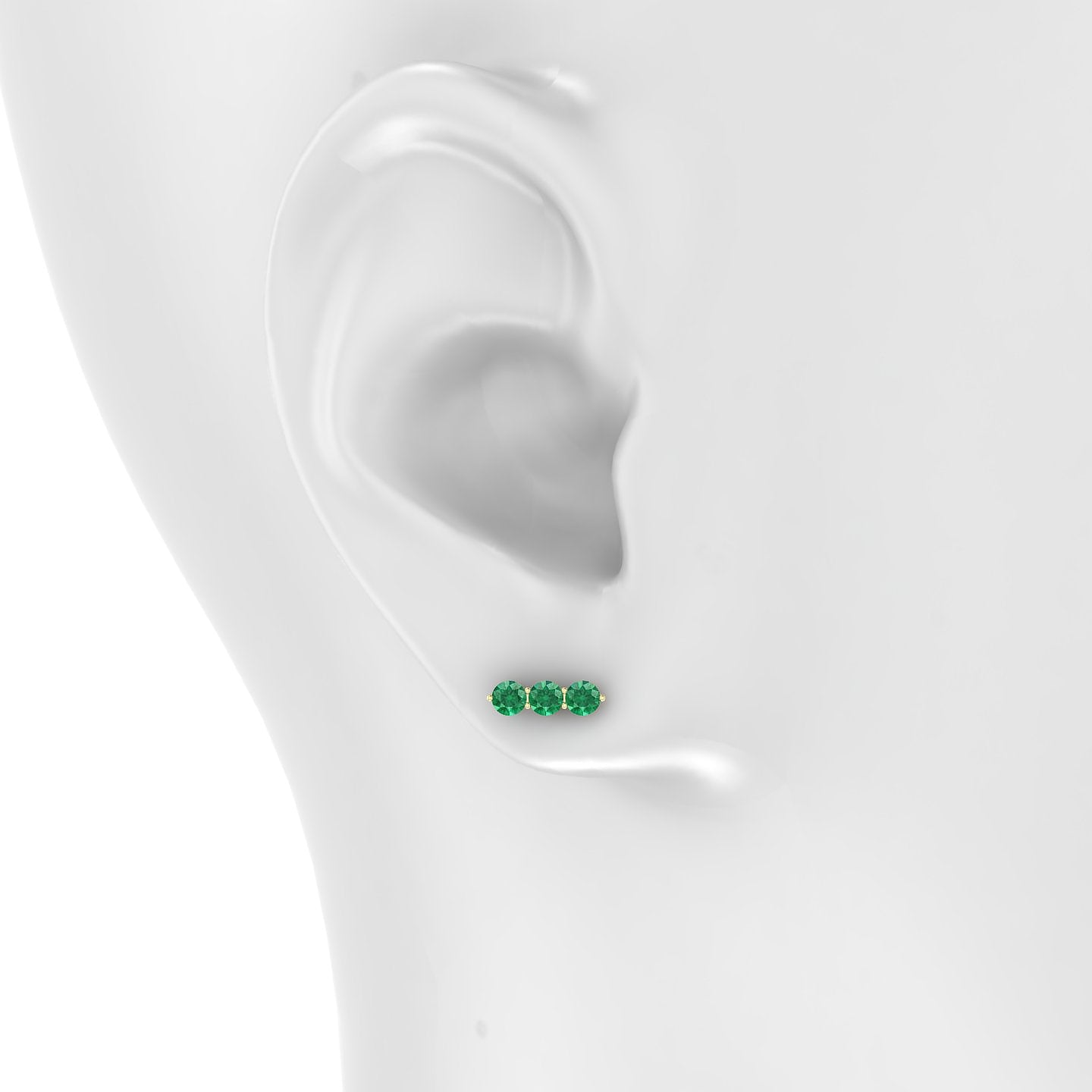 Ma'at | 18k Yellow Gold 5 mm 10 mm Trilogy Emerald Piercing