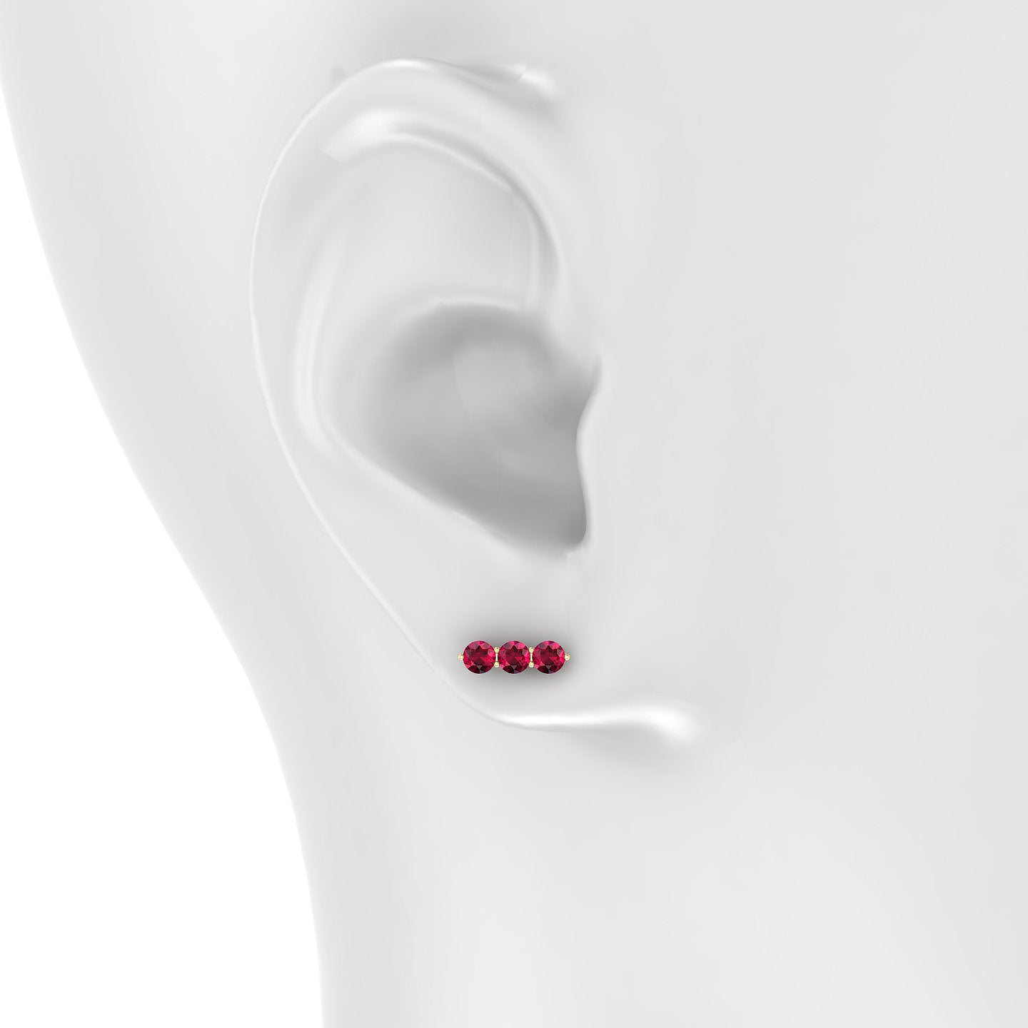 Ma'at | 18k Yellow Gold 5 mm 10 mm Trilogy Ruby Piercing