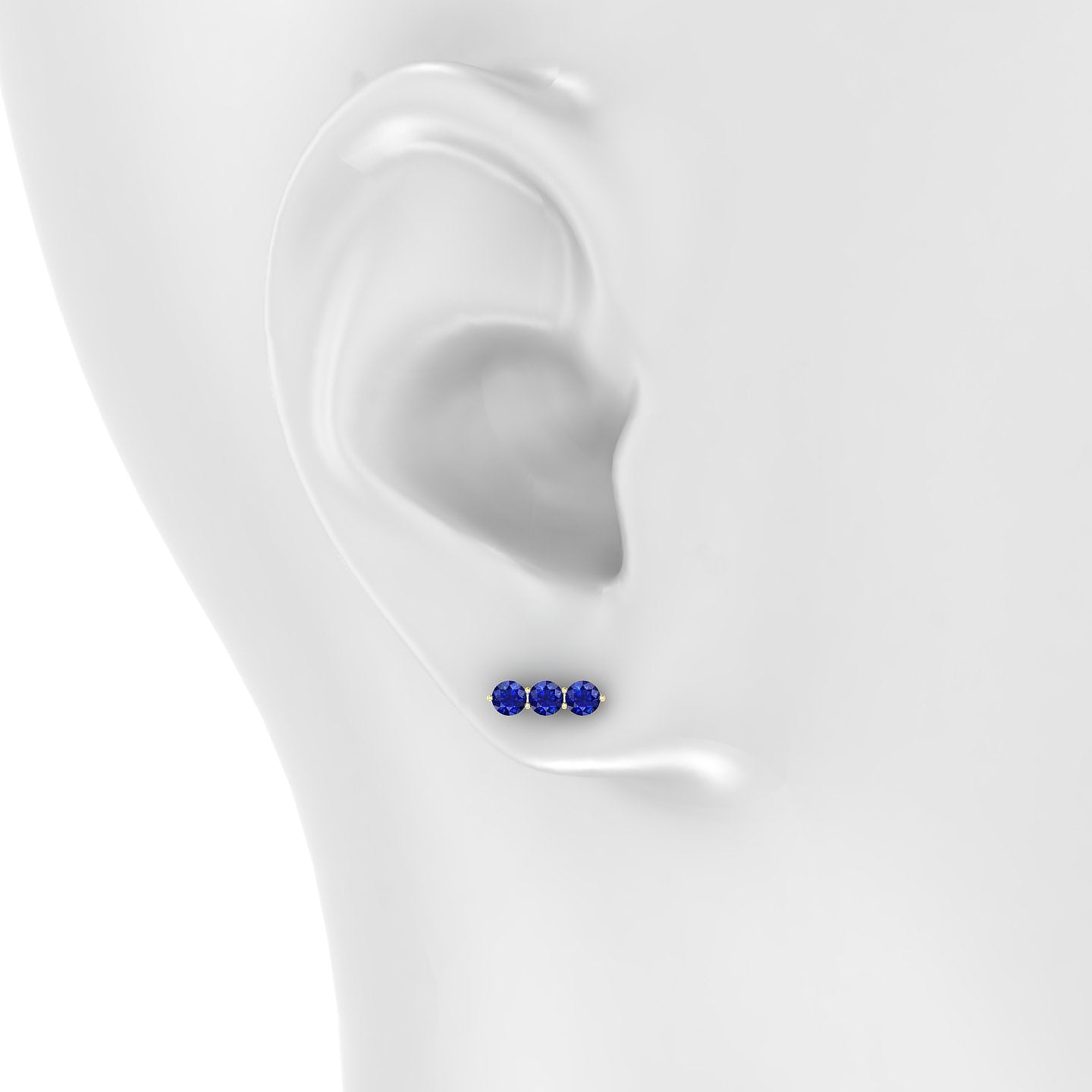 Ma'at | 18k Yellow Gold 5 mm 10 mm Trilogy Sapphire Piercing