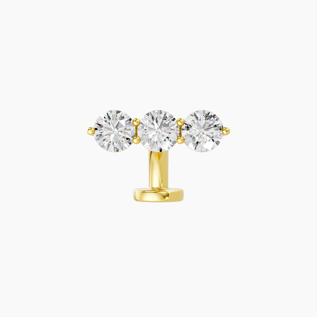 Ma'at | 18k Yellow Gold 10 mm 6 mm Trilogy Diamond Floating Navel Piercing