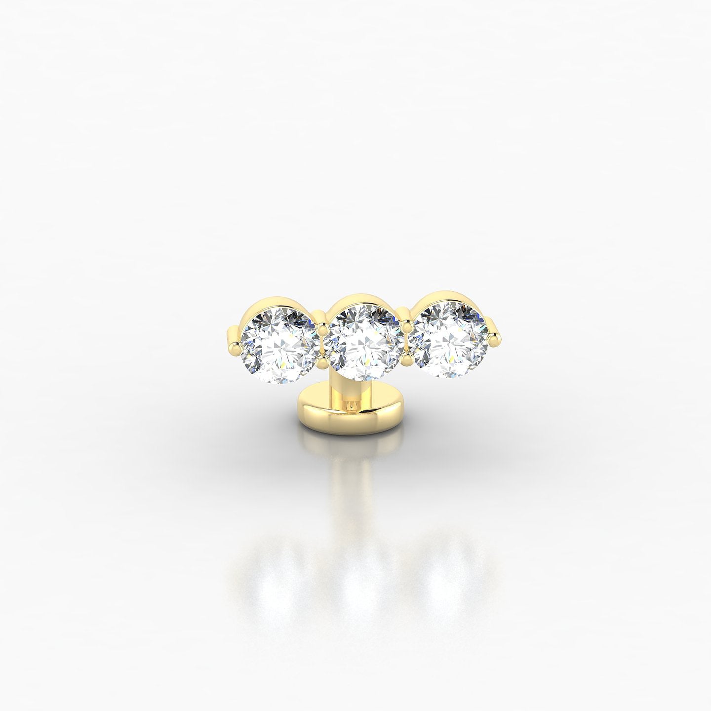 Ma'at | 18k Yellow Gold 6 mm 10 mm Trilogy Diamond Floating Navel Piercing