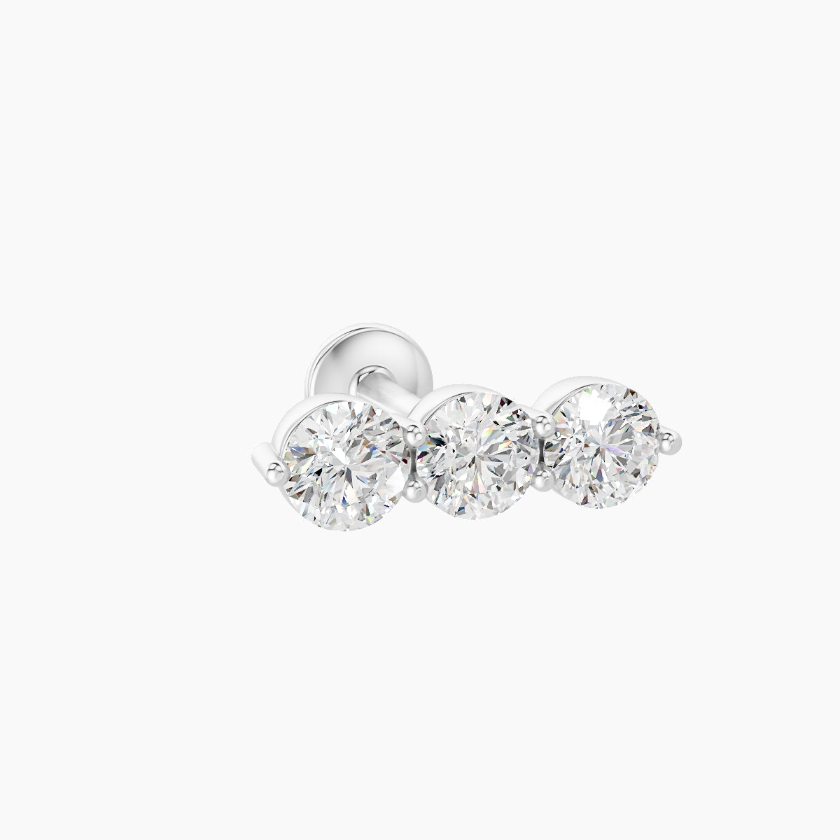 Ma'at | 18k White Gold 10 mm 6.5 mm Trilogy Diamond Piercing