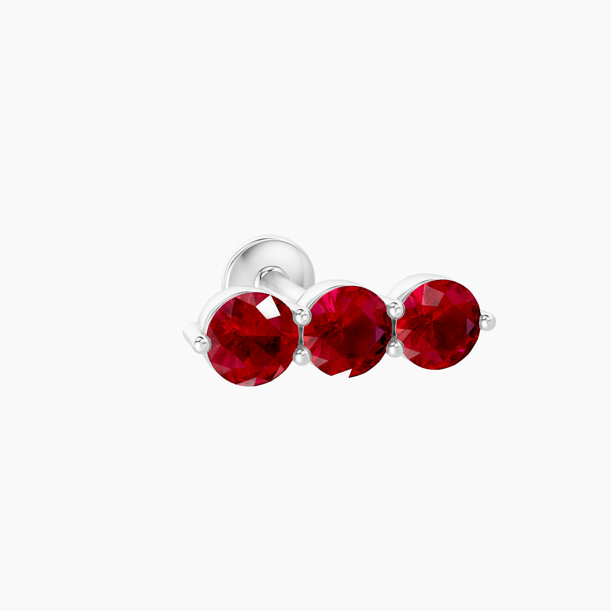 Ma'at | 18k White Gold 6.5 mm 10 mm Trilogy Ruby Piercing