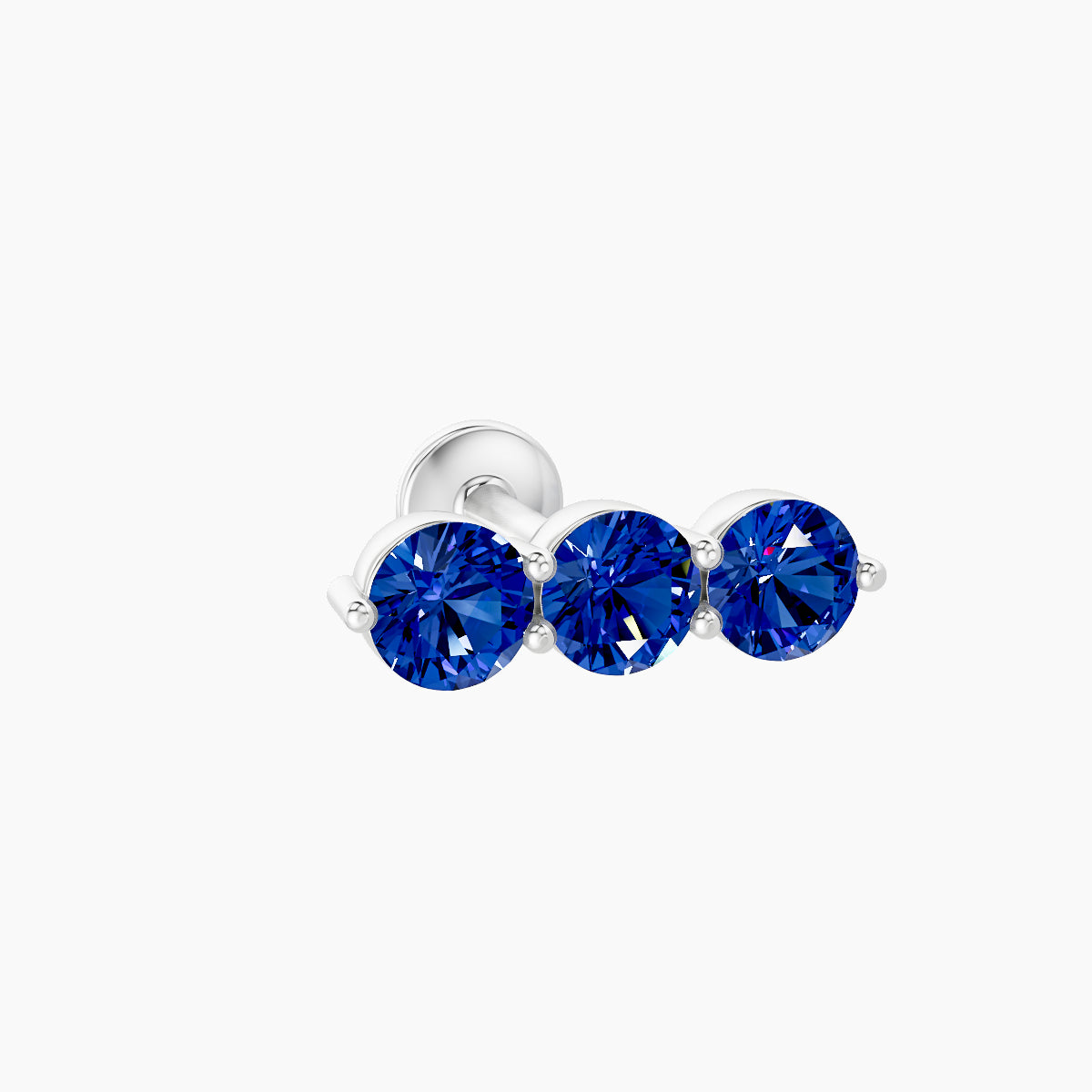 Ma'at | 18k White Gold 6.5 mm 10 mm Trilogy Sapphire Piercing