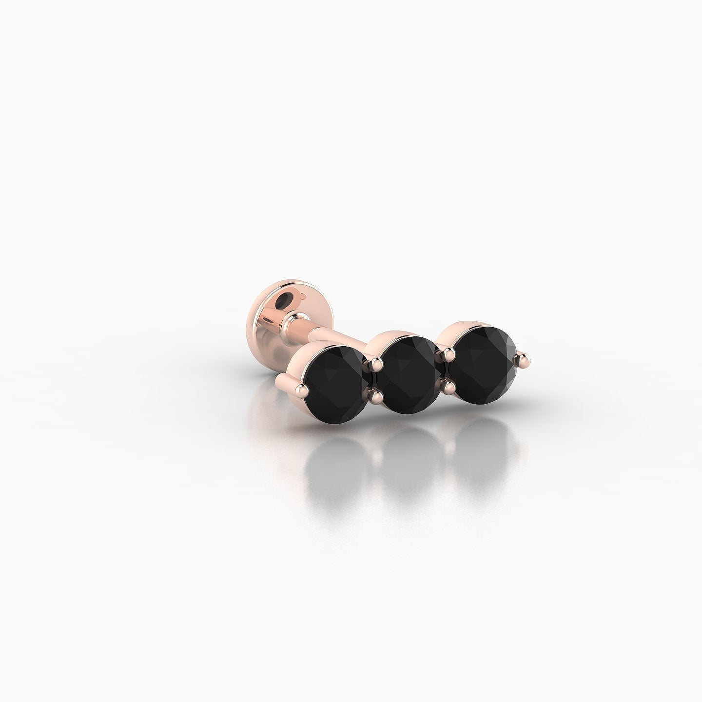 Ma'at | 18k Rose Gold 6.5 mm 10 mm Trilogy Black Diamond Piercing