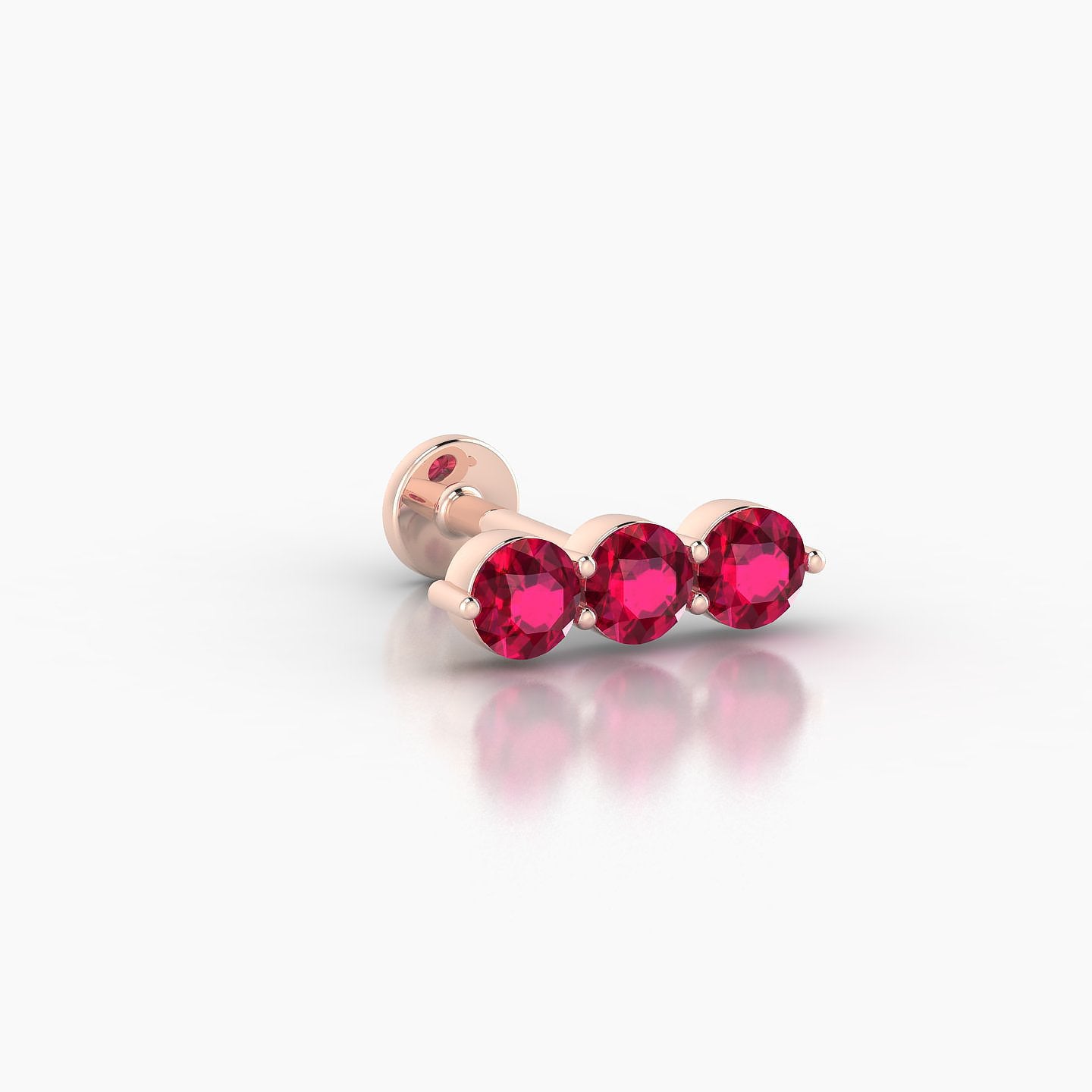 Ma'at | 18k Rose Gold 6.5 mm 10 mm Trilogy Ruby Piercing