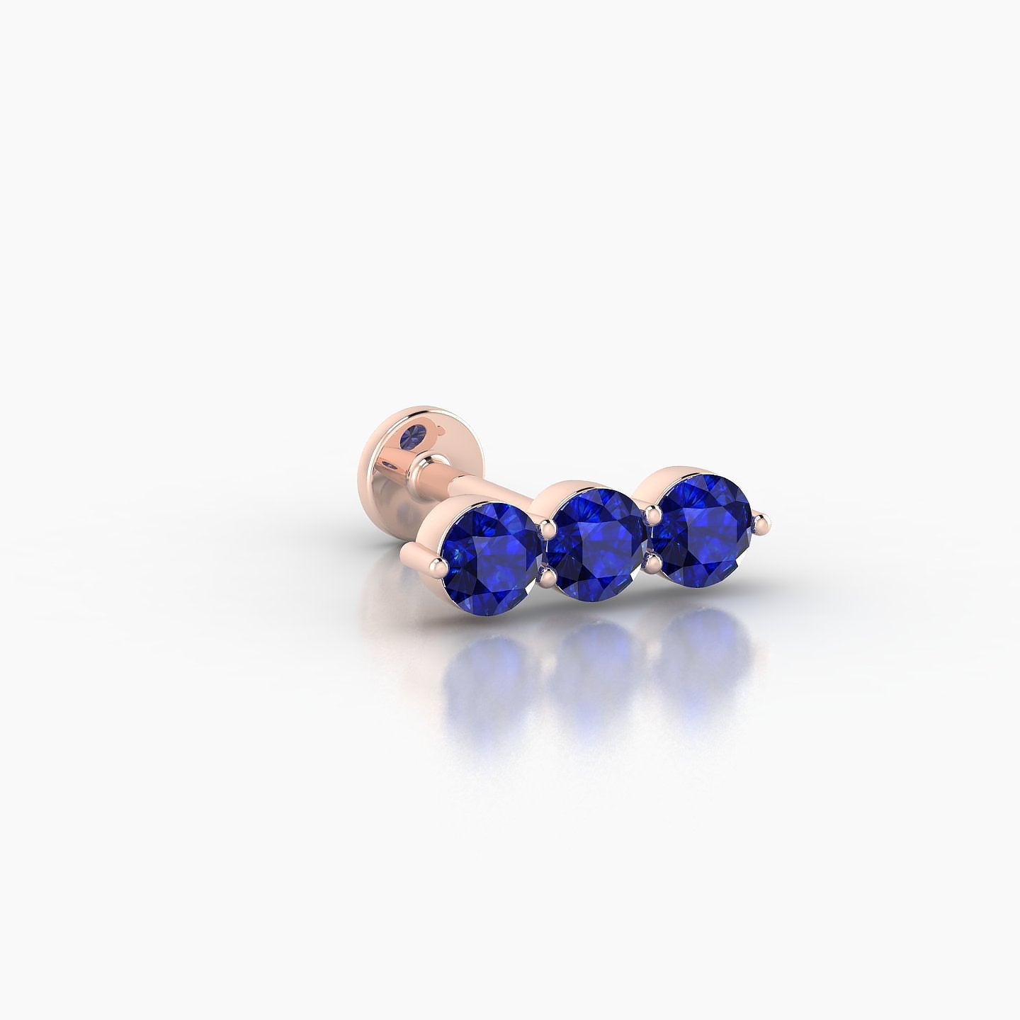 Ma'at | 18k Rose Gold 6.5 mm 10 mm Trilogy Sapphire Piercing