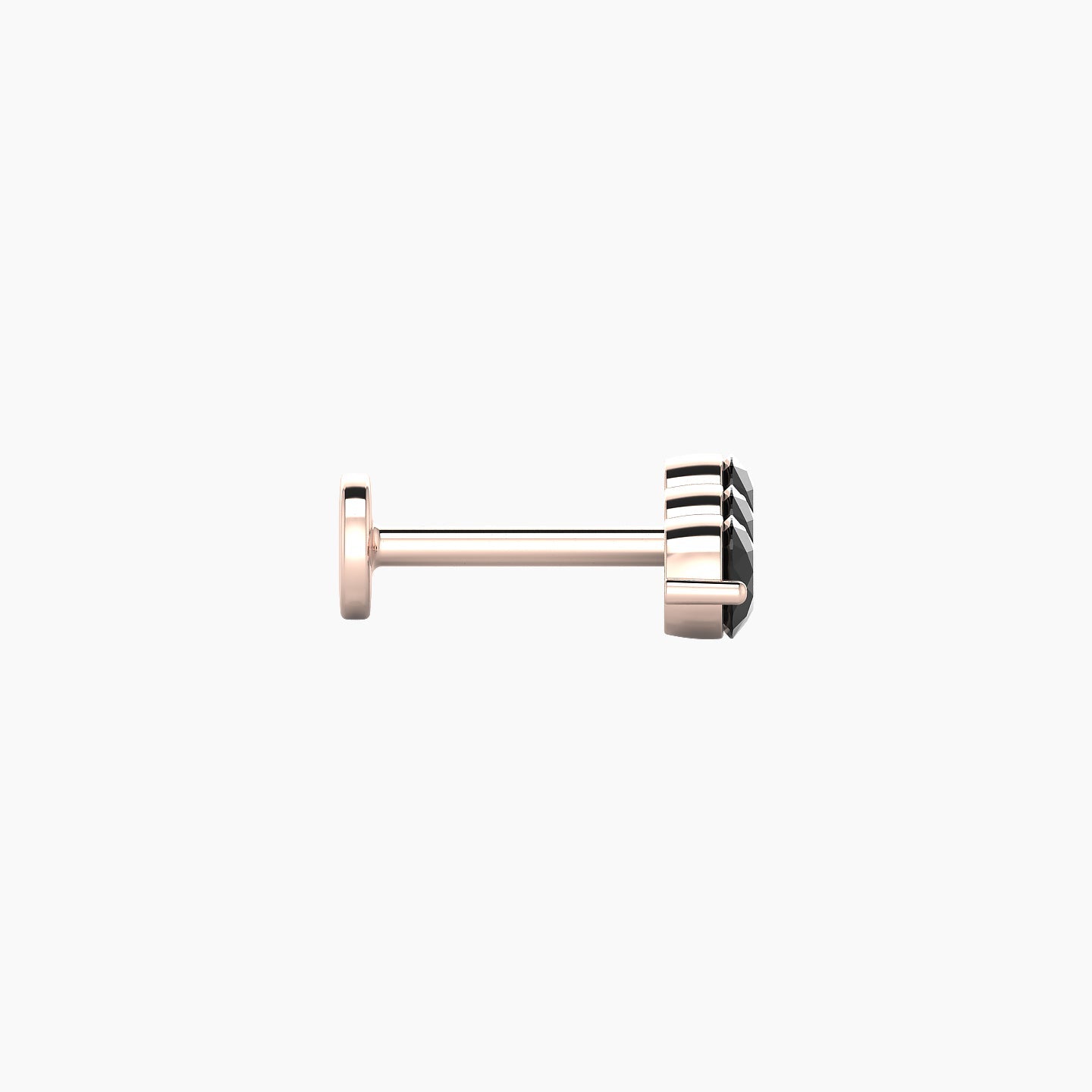 Ma'at | 18k Rose Gold 6.5 mm 10 mm Trilogy Black Diamond Piercing