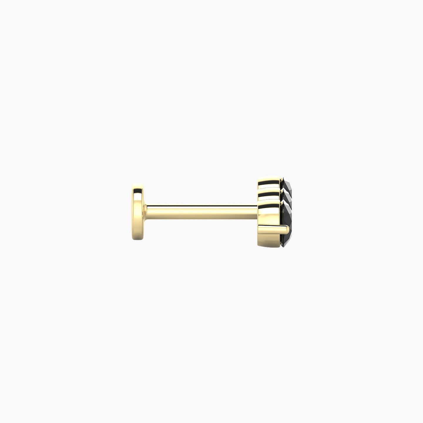 Ma'at | 18k Yellow Gold 6.5 mm 10 mm Trilogy Black Diamond Piercing