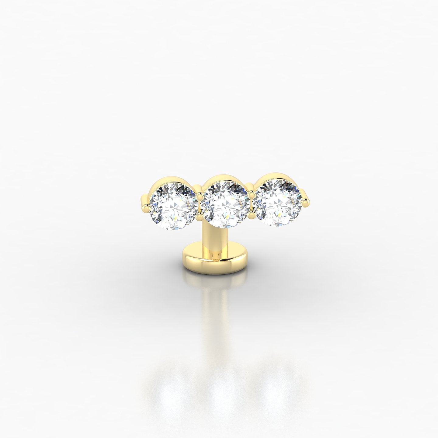 Ma'at | 18k Yellow Gold 8 mm 10 mm Trilogy Diamond Floating Navel Piercing