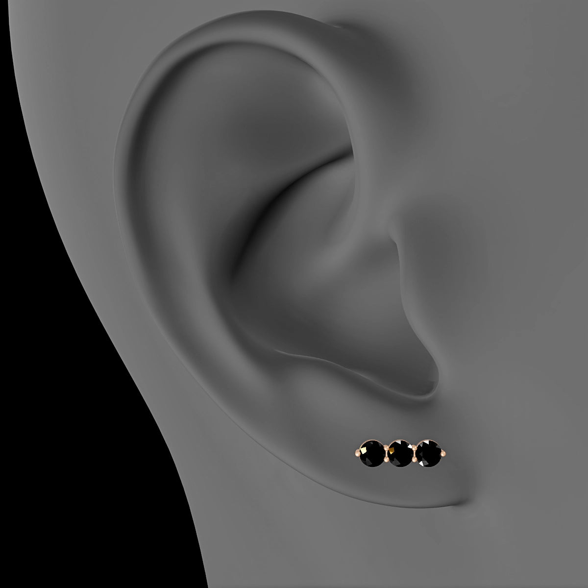 Ma'at | 18k Rose Gold 8 mm 10 mm Trilogy Black Diamond Piercing