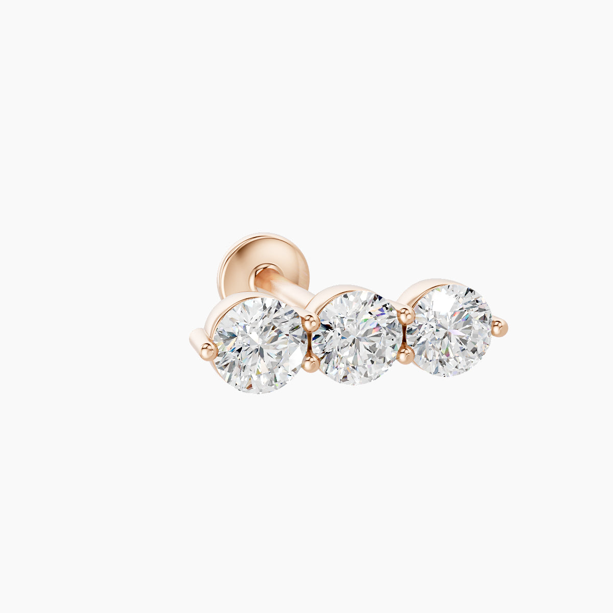 Ma'at | 18k Rose Gold 10 mm 8 mm Trilogy Diamond Piercing