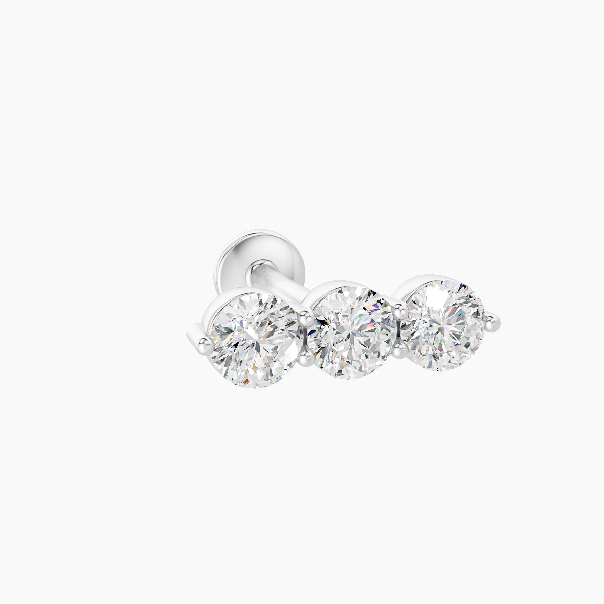 Ma'at | 18k White Gold 10 mm 8 mm Trilogy Diamond Piercing